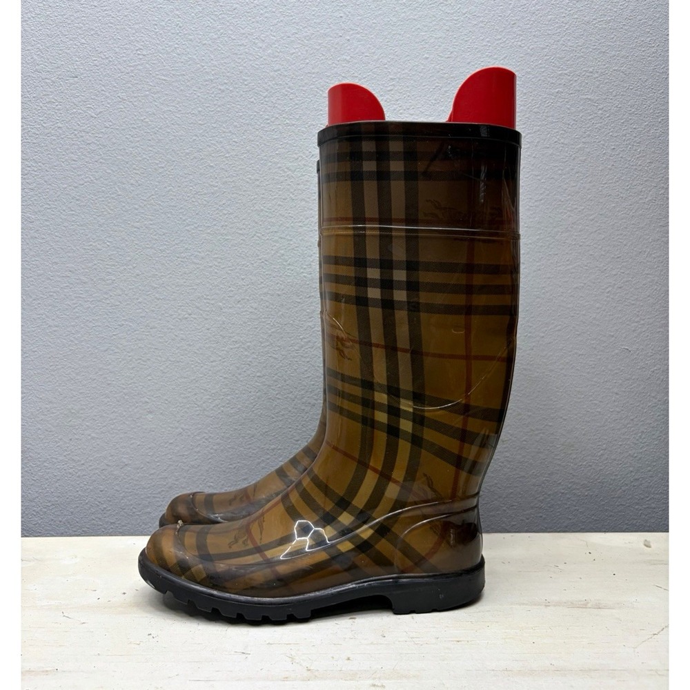Burberry Plaid Rubber Rain Boots Size 37